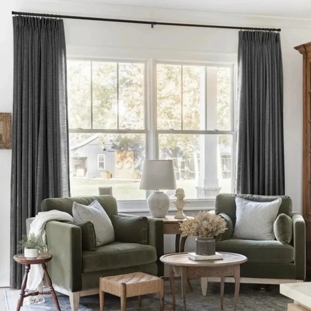 TWOPAGES Liz Linen Drape Pleated Curtains (2) 52